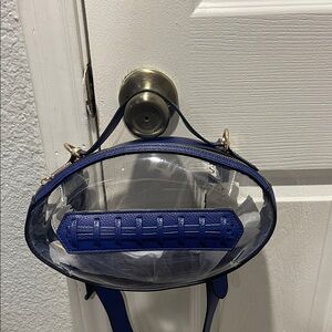 Clear Unni Oval Crossbody Bag with Blue Accents